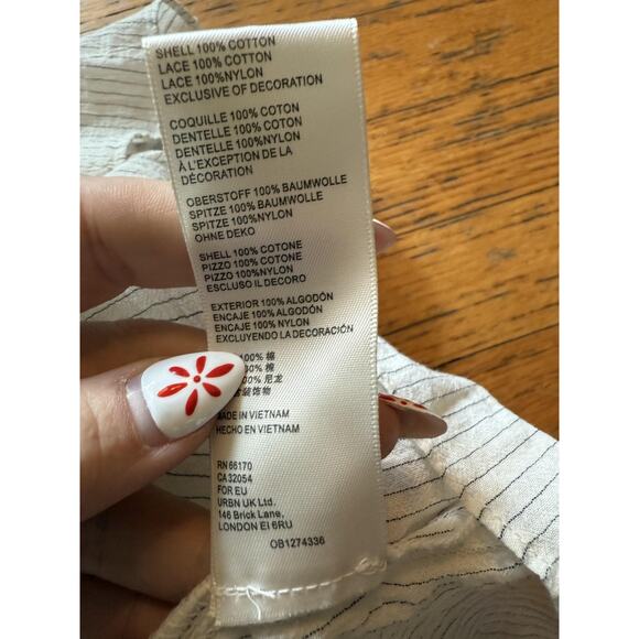 Free People Blouse Womens XS Ivory Stripe Lace Embroidered Baby Blues Tunic - Picture 7 of 8